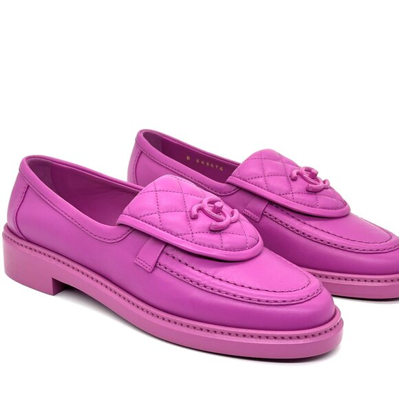 CHANEL 24C Leather Quilted Tab Turn Lock Turnlock CC Loafer Moccasin Flats - Picture 8 of 15